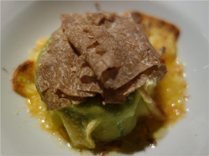 raviolo with white truffle